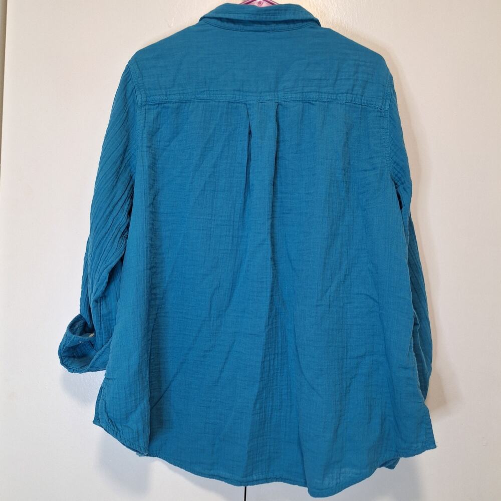 St John's Bay Womens Cotton Shirt Sz XXL Teal Turquoise - Picture 6 of 7